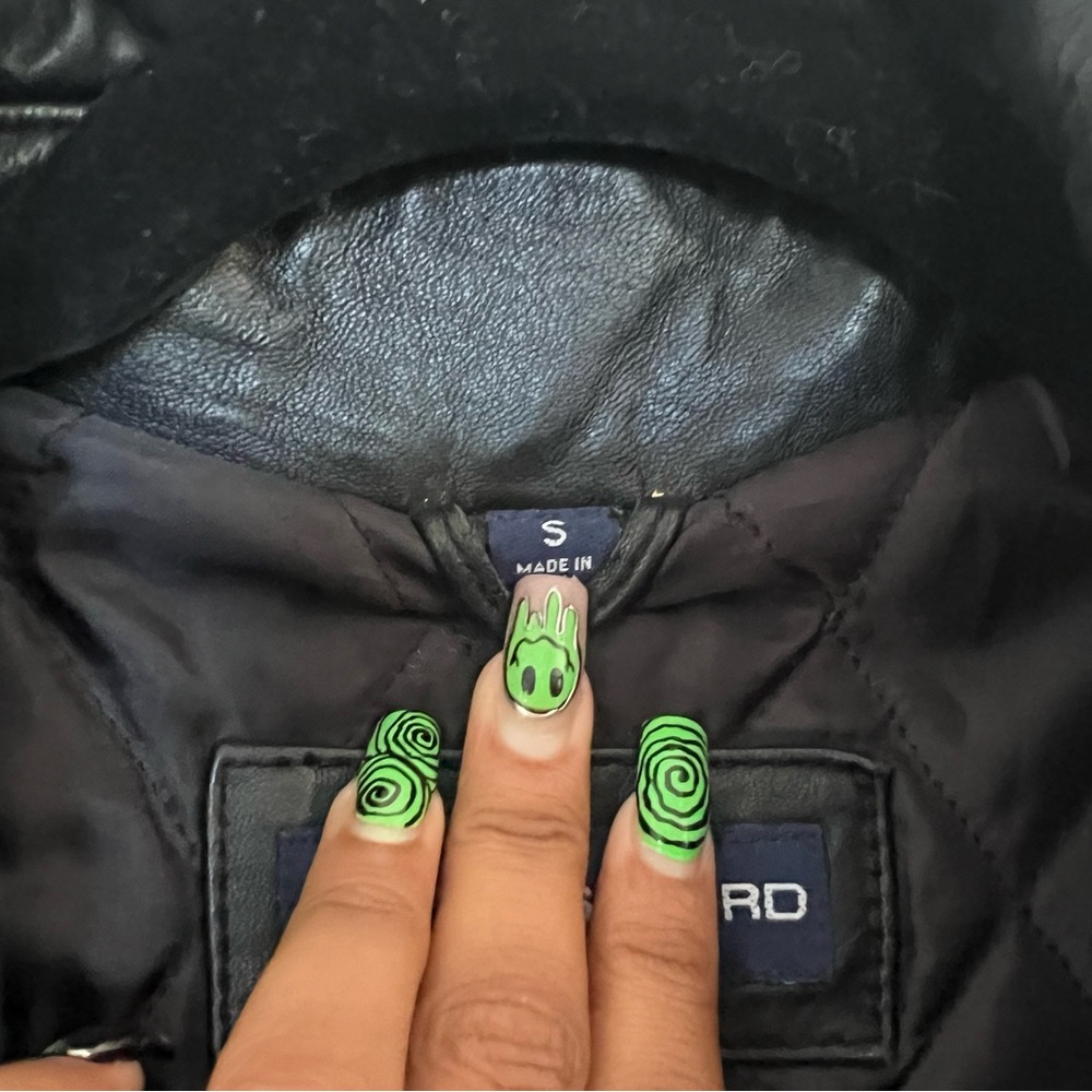 Leather Bomber Jacket | S Quilted Lining Classic Zip Up Coat - Picture 5 of 8